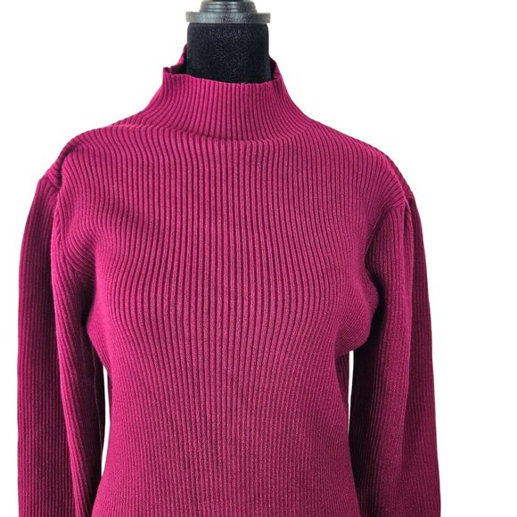 Anrabess Womens Ribbed Knit Sweater Dress Long Sleeve Bodycon Burgundy Size L - Picture 6 of 11